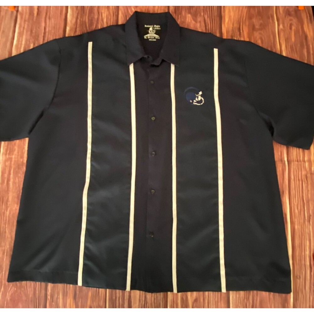 LA Rams Button Up Shirt Men's Size 8X Navy White Stripe Boulevard Nights Attire